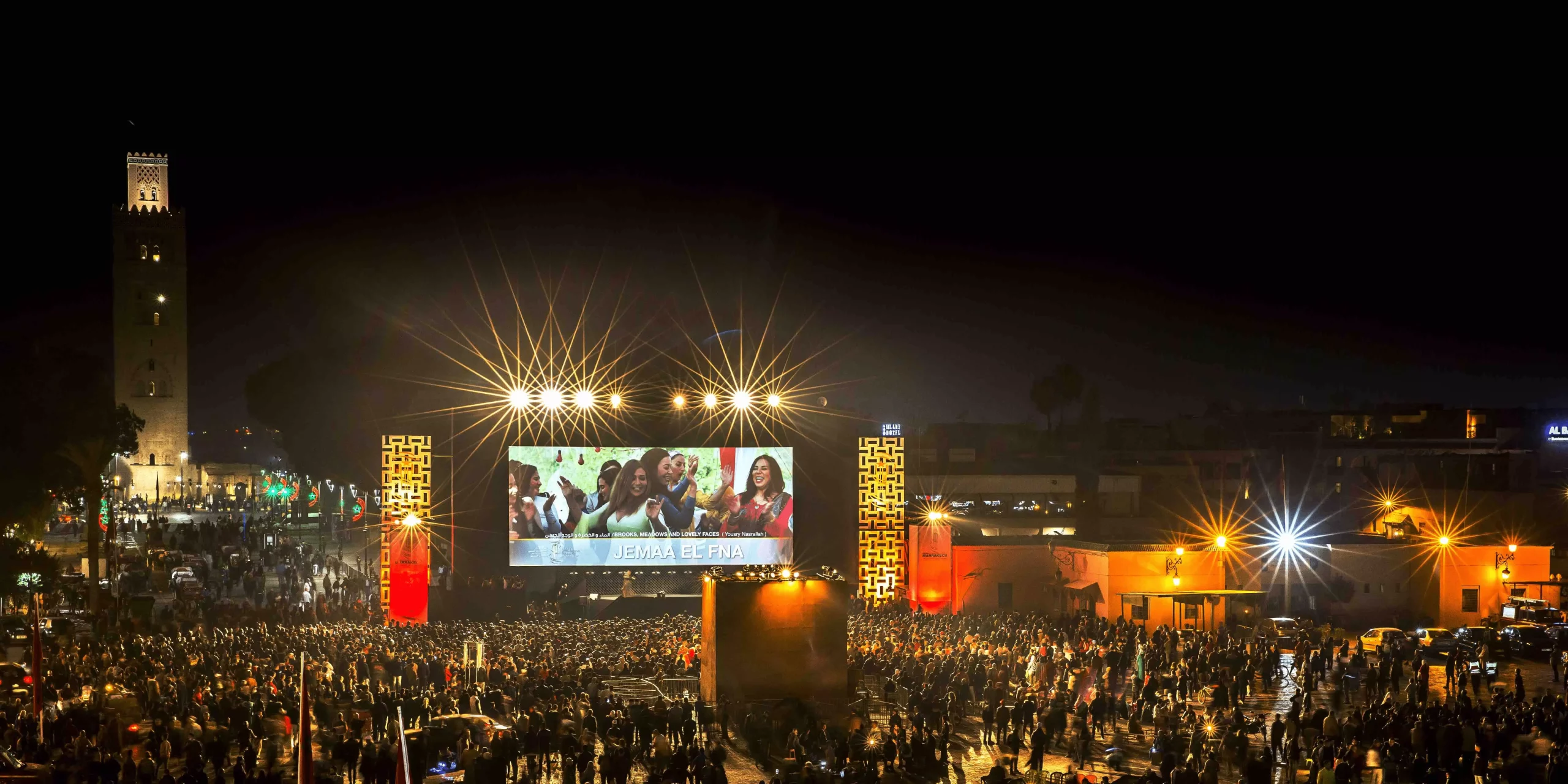 projection à Jemma el fna lors du Festival international du film de marrakech